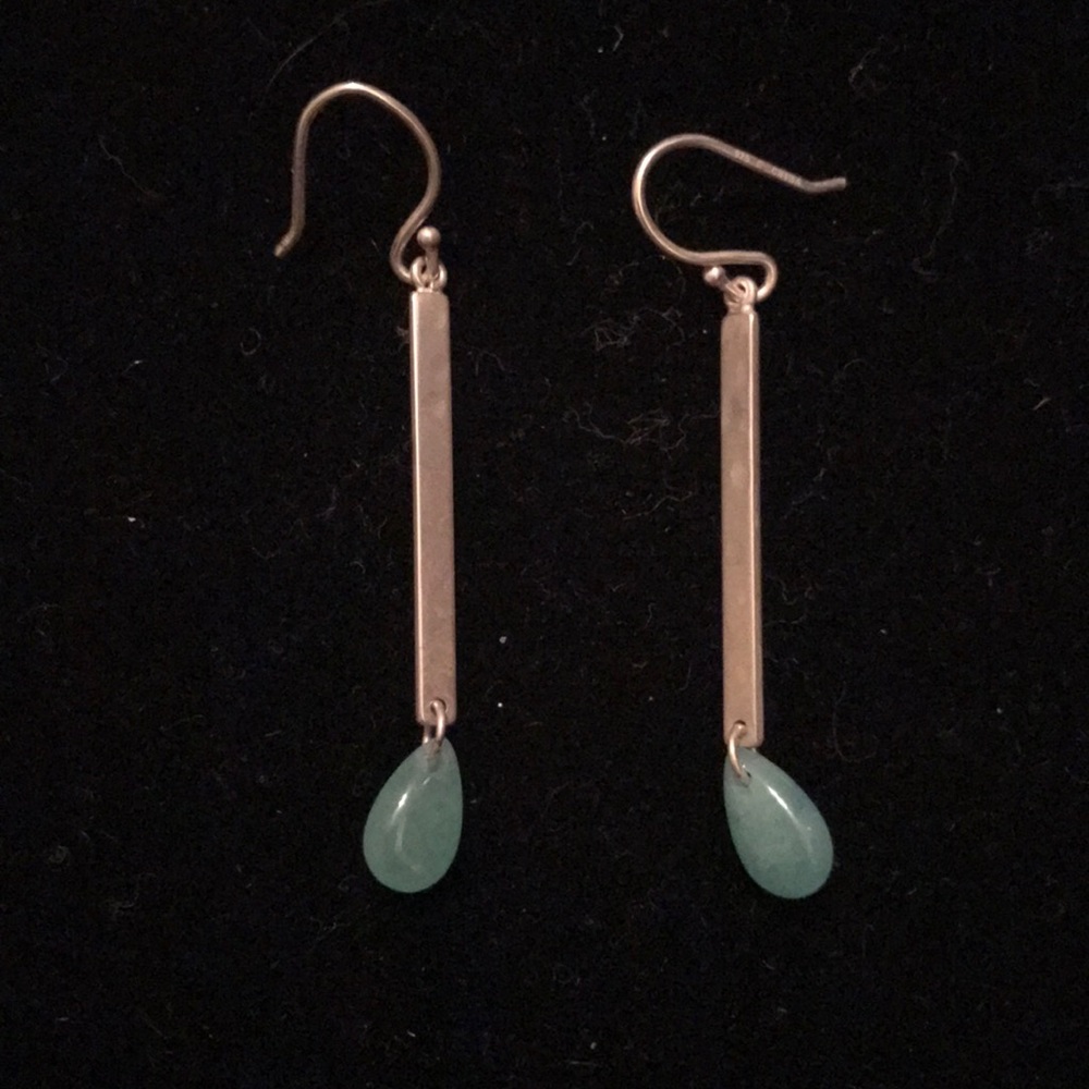 Sterling silver and jade dangle earrings